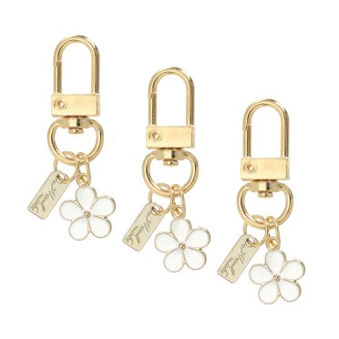 PATIKIL Enamel Flower Keychains - Set Of 3 Cute Rose Red Charm Key Rings For Bag & Purse