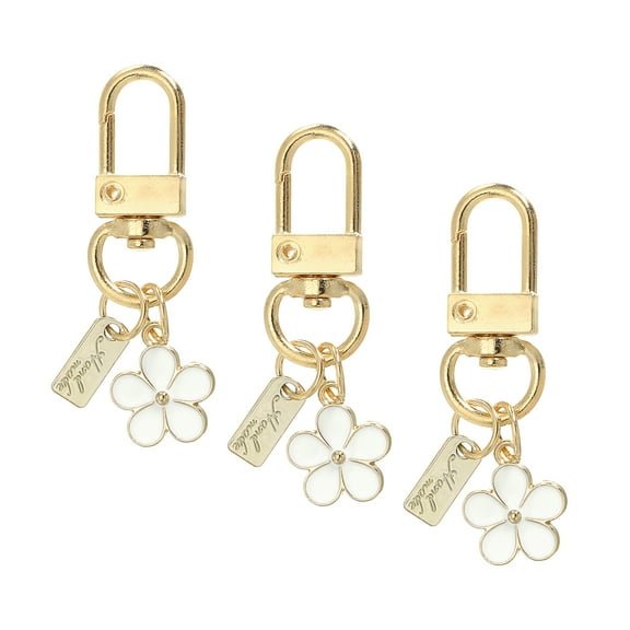 Uxcell Keychains Enameled Charm Personalized Key Ring Cute Keychain Purse Bag Accessories White