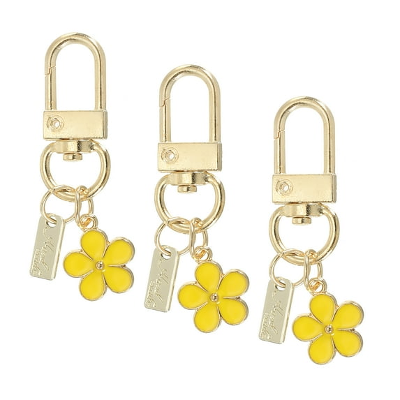 Uxcell Keychains Enameled Charm Personalized Key Ring Cute Keychain Purse Bag Accessories Yellow