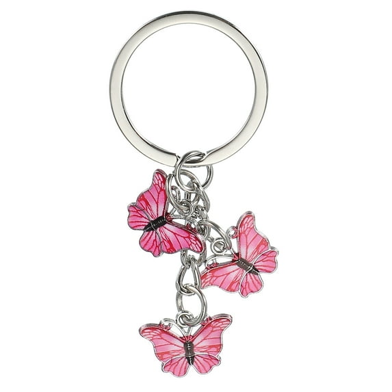 Uxcell Keychains for Women, Enameled Charm Keychain Car Key Ring Pendant Key Chains, Handbag Decor Glossy Pink