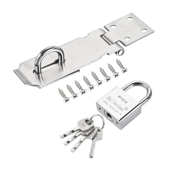 Uxcell Keyed Different Door Latch Hasp Lock with Padlock Screws 4"