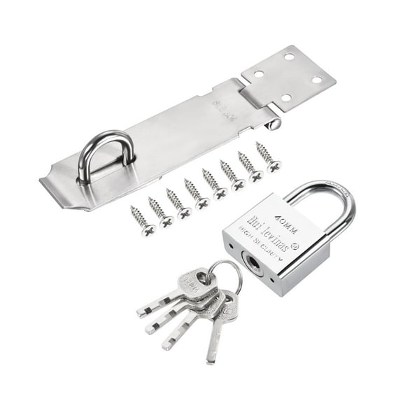 Uxcell Keyed Different Door Latch Hasp Lock with Padlock Screws 6.5 x 1.5 inch (L*W)