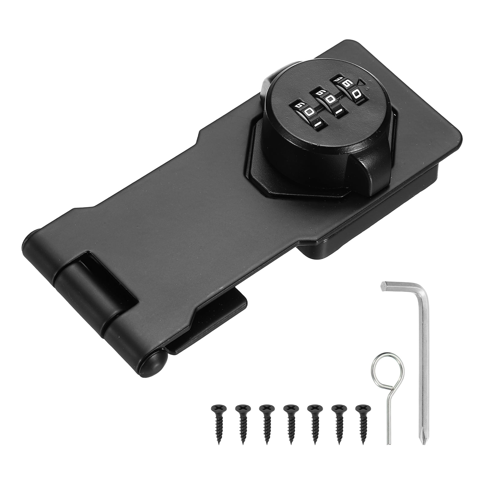 Uxcell Keyless Cabinet Lock with Combination Code (4.5 Inch) - 3-Digit Password Hasp Latch Lock Mechanical Password Rotary Hasp, for Drawer Closet Cupboard Fence Door, Black