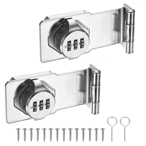 Uxcell Keyless Combination Lock, 3.7" Zinc Alloy Mechanical Password Twist Knob Hasp Locks Latch [Silver]
