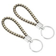 thumbnail image 1 of Uxcell Keyring Woven Lanyard Straps Braided Leather Keychain, Black Gold 2 Pack, 1 of 5