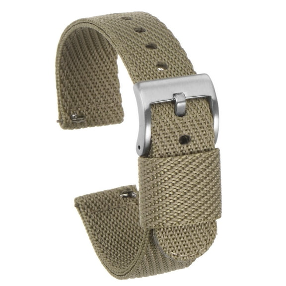 Uxcell Khaki Nylon Watch Band 18mm Width Soft and Comfortable Nylon Strap with Silver Buckle