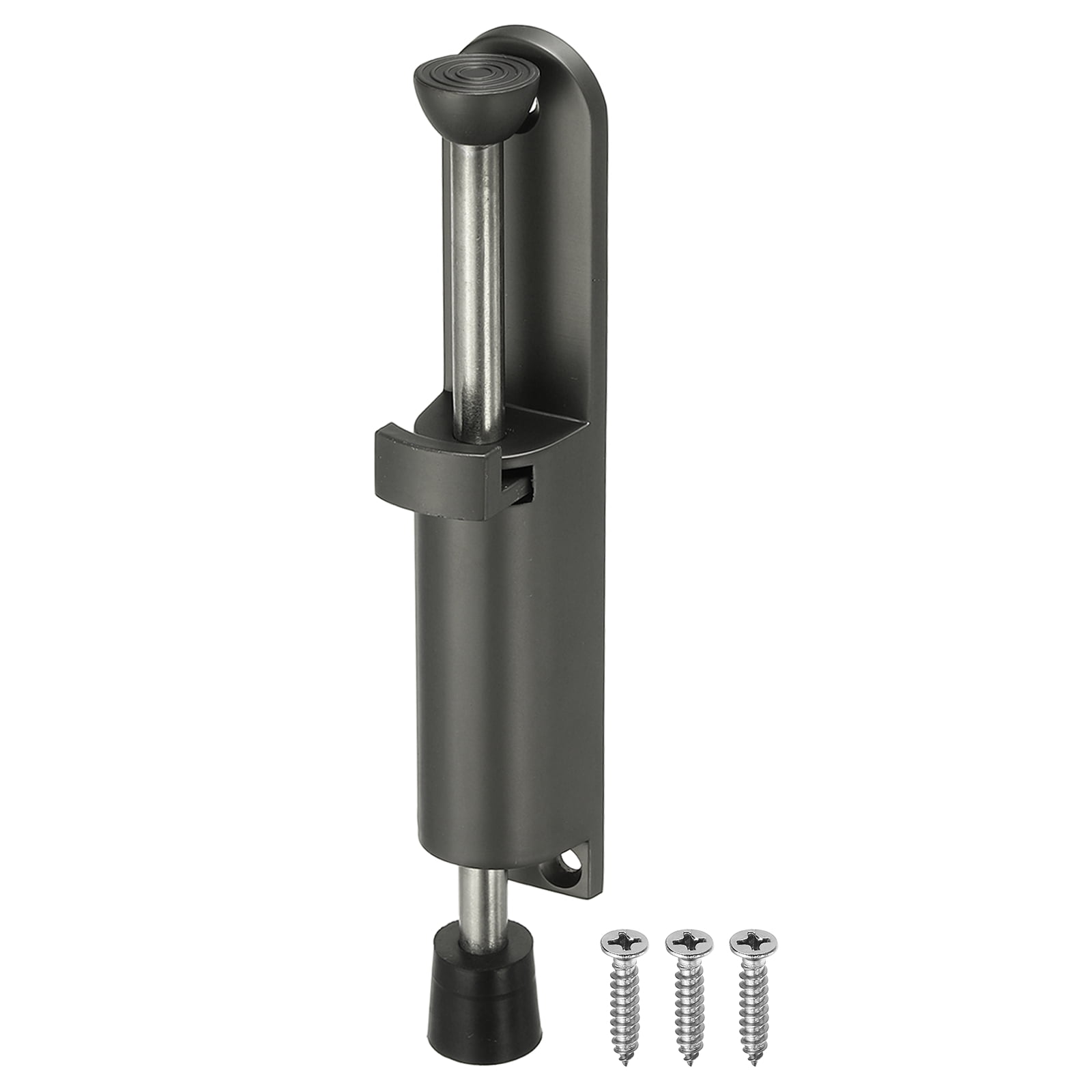 Uxcell Kickdown Door Stop, Zinc Alloy Spring Loaded Telescopic Step On/Off Adjustable Heavy Duty Foot-Operated Door Stop Holder for Ground Gap 0-45mm, Gray