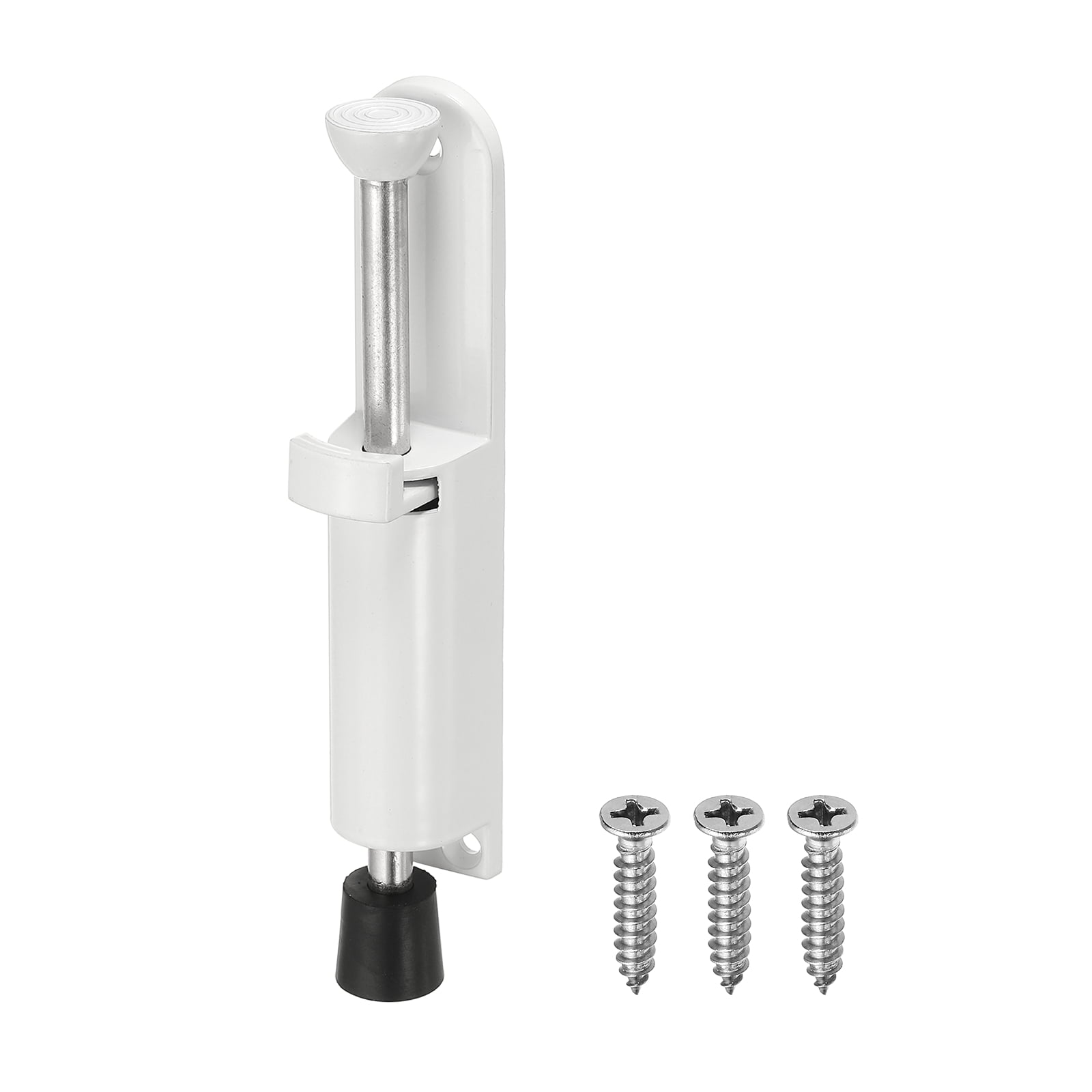 Uxcell Kickdown Door Stop, Zinc Alloy Spring Loaded Telescopic Step On/Off Adjustable Heavy Duty Foot-Operated Door Stop Holder for Ground Gap 0-45mm, White