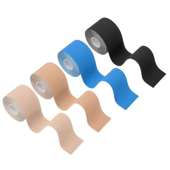 Uxcell Kinesiology Tape, Adhesive Cotton Sport Muscle Support Tapes Waterproof Elastic Tape for Knee Ankle Wrist Shoulder Blue/Skin/Light Skin/Black