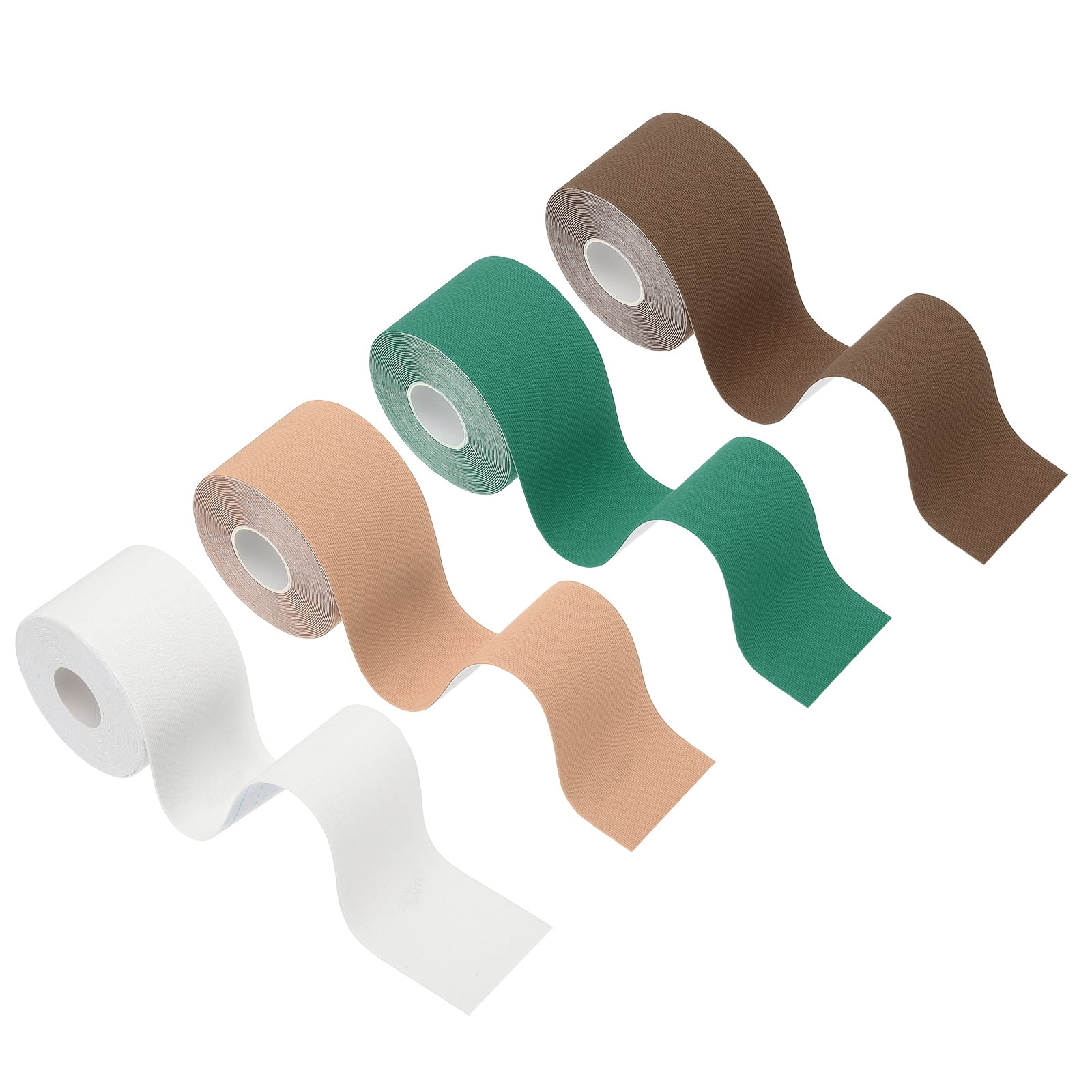 Uxcell Kinesiology Tape, Adhesive Cotton Sport Muscle Support Tapes Waterproof Elastic Tape for Knee Ankle Wrist Shoulder Brown/White/Dark Green/Skin