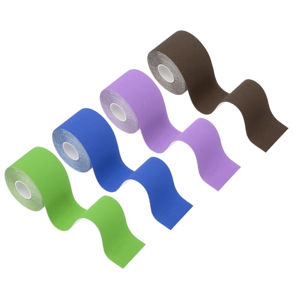 Uxcell Kinesiology Tape, Adhesive Cotton Sport Muscle Support Tapes Waterproof Elastic Tape for Knee Ankle Wrist Shoulder Green/Blue/Purple/Coffee