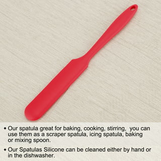 Armrouns 2-Pack Jar Spatula Long Handle Silicone Kitchen Scraper Spatula Non-Stick Rubber Scraper for Jars, Cooking Baking Stirring Mixing (Red)