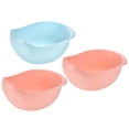 thumbnail image 1 of Uxcell Kitchen Rice Washing Bowl with Handle Vegetables Fruit Washing Basket Kitchen Drain Basket-Blue+Pink 3Pcs, 1 of 6