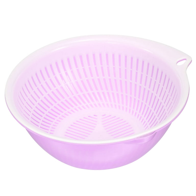 Unique Bargains Colander Set Kitchen Food Strainer Bowl Vegetable Washer  Basket Purple+Purple Large and Small