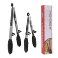 thumbnail image 1 of Uxcell Kitchen Tong Set Silicone Tip Stainless Steel Tongs w Stands 2Pcs Black, 1 of 6