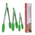 thumbnail image 1 of Uxcell Kitchen Tong Set Silicone Tips Stainless Steel Cooking Tongs 3Pcs Green, 1 of 7