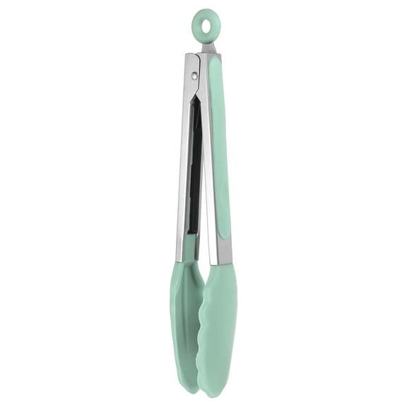Uxcell Kitchen Tongs with Silicone Tips, 11 Inch Stainless Steel Cooking Tongs Heat Resistant Non-Stick Kitchen Locking Clamp for Grab Food Grilling Steak, Mint Green