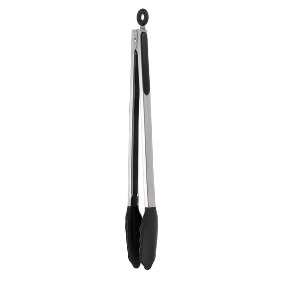 Uxcell Kitchen Tongs with Silicone Tips, 17 Inch Stainless Steel Cooking Tongs Heat Resistant Non-Stick Kitchen Locking Clamp for Grab Food Grilling Steak, Black
