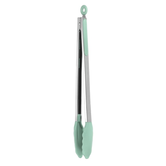Uxcell Kitchen Tongs with Silicone Tips, 17 Inch Stainless Steel Cooking Tongs Heat Resistant Non-Stick Kitchen Locking Clamp for Grab Food Grilling Steak, Mint Green