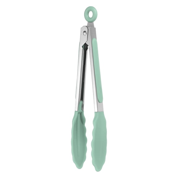 Uxcell Kitchen Tongs with Silicone Tips, 8 Inch Stainless Steel Cooking Tongs Heat Resistant Non-Stick Kitchen Locking Clamp for Grab Food Grilling Steak, Mint Green