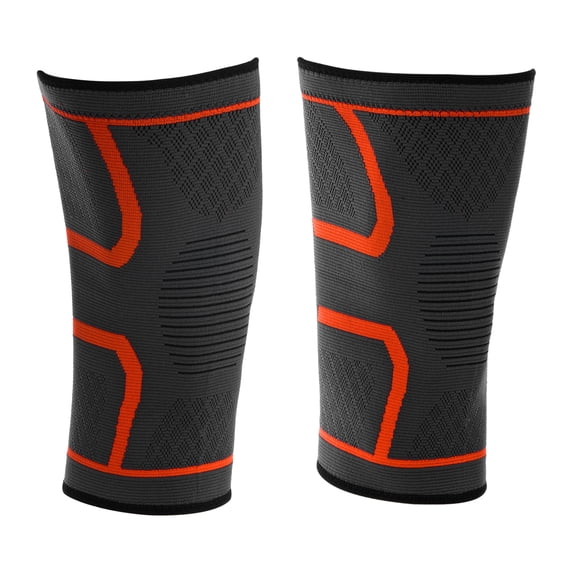 Uxcell Knee Compression Sleeve, 2 Pack Nylon Knee Braces Leg Sleeve Compression Knee Padding - Orange, Large