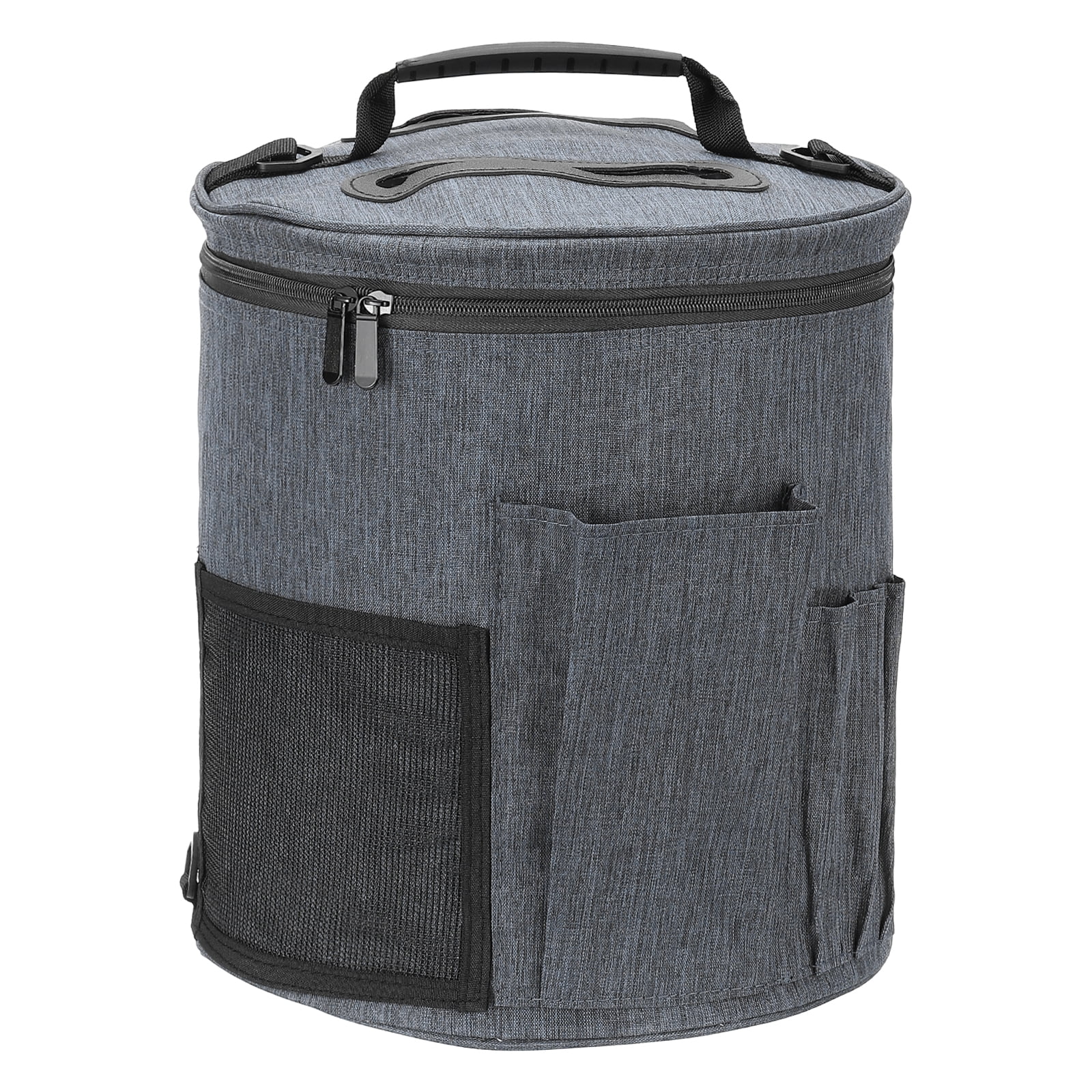Uxcell Knitting Bag for Yarn Storage, Large Size Crochet Organizer Case Holder with Sided Pocket for Crocheting Gray