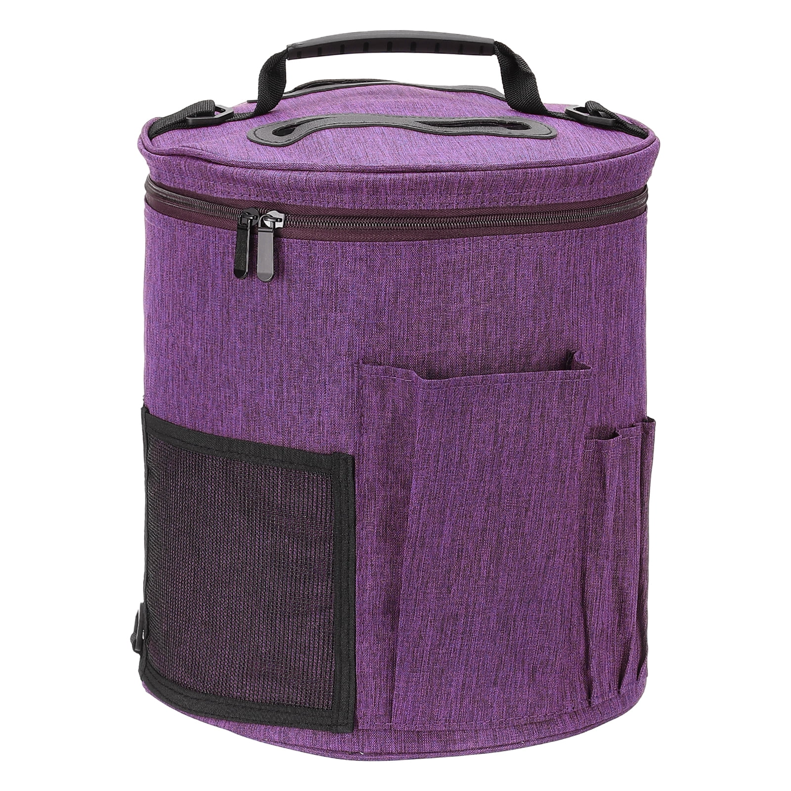 Uxcell Knitting Bag for Yarn Storage, Large Size Crochet Organizer Case Holder with Sided Pocket for Crocheting Purple