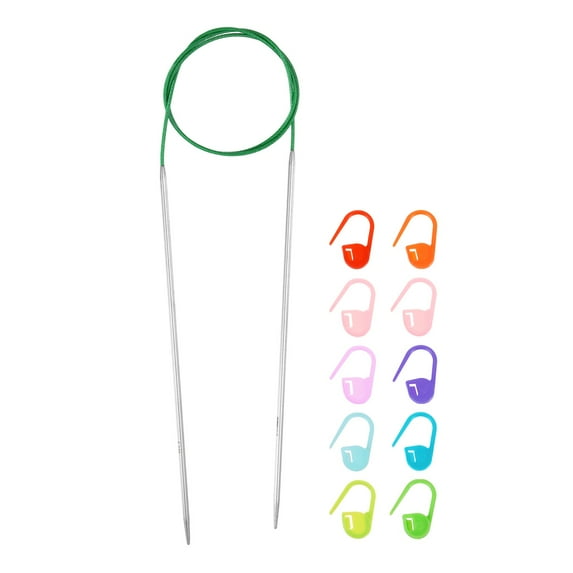 Uxcell Knitting Needles Size US 1(2.25mm) Circular Needle 26 Inch(65cm) Round Metal Stainless Steel Needle for Handmade Projects DIY Knitting