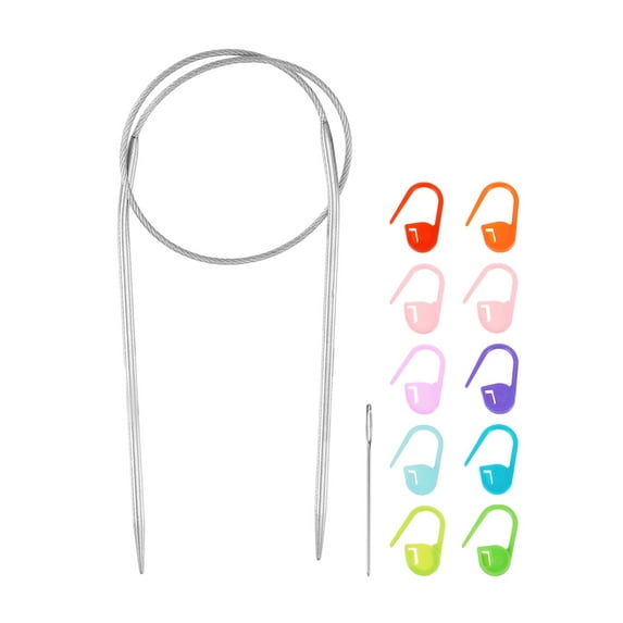 Uxcell Knitting Needles Size US 1.5(2.5mm) Circular Needle 16 Inch(40cm) Round Metal Stainless Steel Needle with Needle for Handmade Projects DIY Knitting
