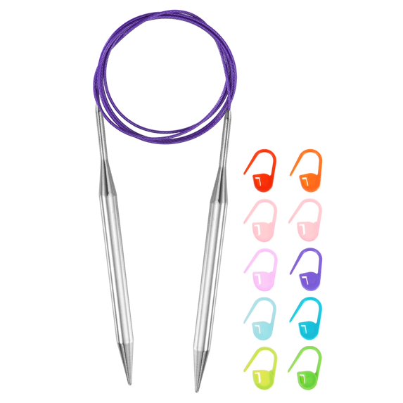 Uxcell Knitting Needles Size US 13(9mm) Circular Needle 47 Inch(120cm) Round Metal Stainless Steel Needle for Handmade Projects DIY Knitting