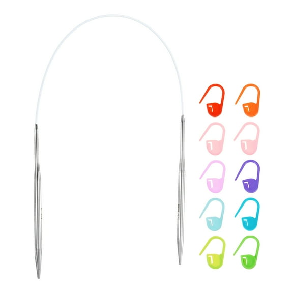 Uxcell Knitting Needles Size US 8(5mm) Circular Needle 16 Inch(40cm) Round Metal Stainless Steel Needle for Handmade Projects DIY Knitting