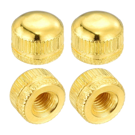Uxcell Knurled Acorn Nuts M5-0.8x11 Carbon Steel, Threaded Cap Nuts Hand Knob Nuts for Household Light Fixture Electronics Machinery Auto Precision Equipment ( Gold Plating/ 25 Pcs)