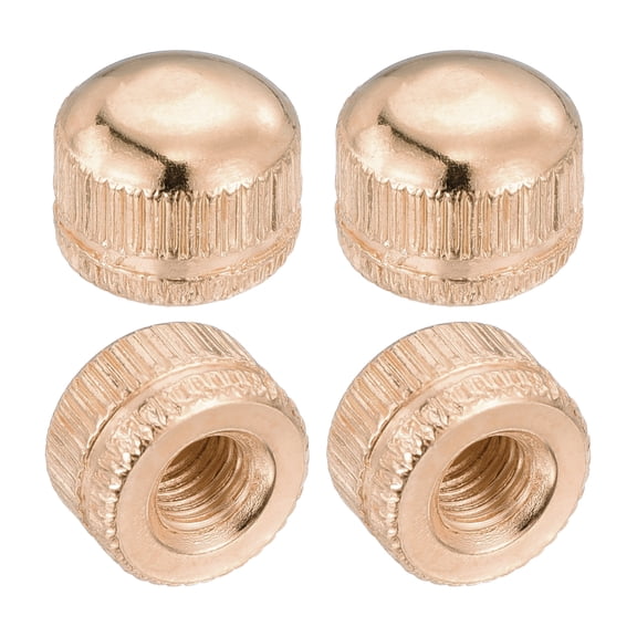 Uxcell Knurled Acorn Nuts M6-1.0x11 Carbon Steel, Threaded Cap Nuts Hand Knob Nuts for Household Light Fixture Electronics Machinery Auto Precision Equipment ( Rose Gold Plating/ 10 Pcs)