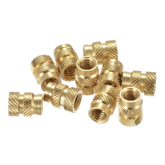 Uxcell Knurled Insert Nut M4 x 8mm L x 6mm OD Female Thread Brass Embedding Nut 30 Pack