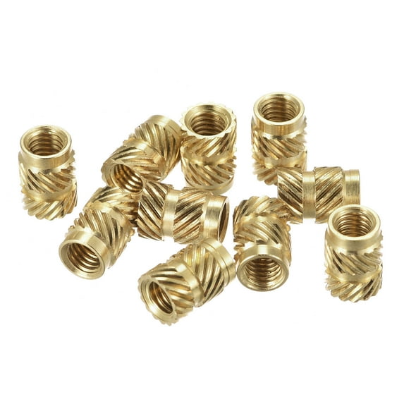 Uxcell Knurled Insert Nut M5 x 10mm L x 7mm OD Female Thread Brass Embedding Nut 60 Pack