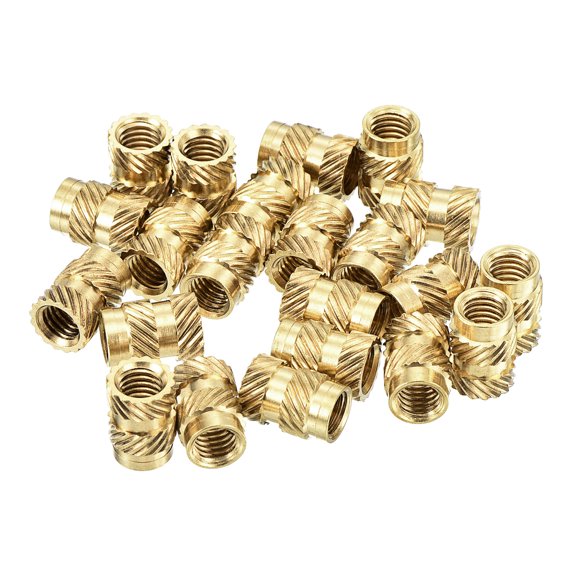 Uxcell Knurled Insert Nuts M5 x 10mm L x 7mm OD Female Brass Embedding Nuts 150 Pcs