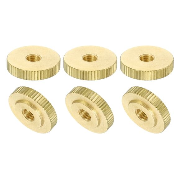 Uxcell Knurled Thumb Nuts, 6 Pack M6 x D20mm x H5mm Brass Knurl Nut Flat Head Through Hole for 3D Printer Parts