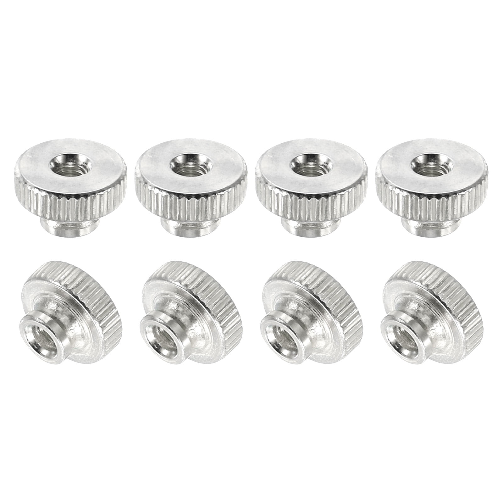 Knurled Thumb Nuts, M3 Female Thread Thin Type, Nickel-Plated Carbon Steel Knurled Nut Flat Head Through Hole Lock Adjusting Nuts For 3D Printer, 5Pcs