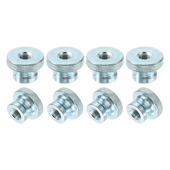 Uxcell Knurled Thumb Nuts 8Pcs M8 Carbon Steel Nut High Head Through Hole, Light Blue