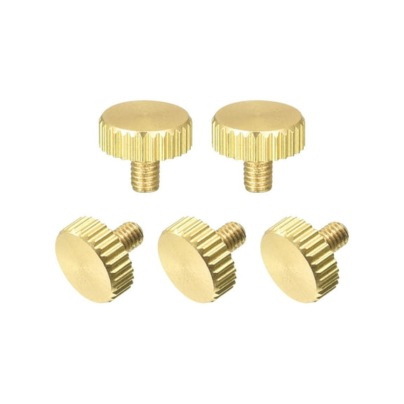 Uxcell Knurled Thumb Screws, M3x5mm Flat Brass Bolts Grip Knobs Fasteners 5Pack