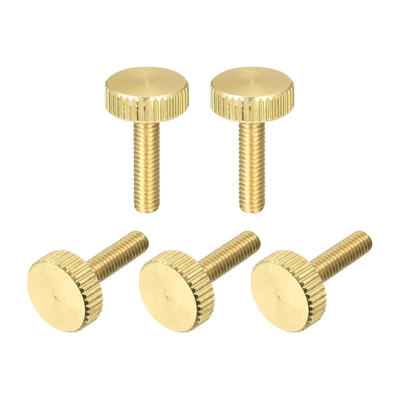 Uxcell Knurled Thumb Screws, M4x16mm Flat Brass Bolts Grip Knobs Fasteners 5Pack