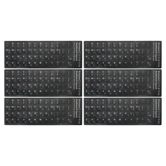 Uxcell Korean Keyboard Stickers Universal Keyboard Cover Frosted, Black Background White Lettering 6 Pack