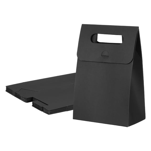 Uxcell Kraft Paper Bags (3.1 x 5.3 x 7.5 Inch, Black) (12Pcs) Stand Up Gift Bags with Handles, Suit for - Party Favor/Wedding/Bridal Shower/Festivals/Gift Packing