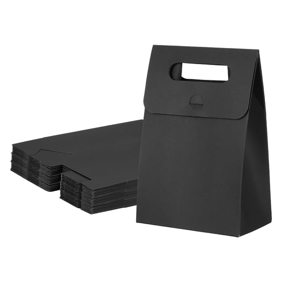 Uxcell Kraft Paper Bags (3.1 x 5.3 x 7.5 Inch, Black) (35Pcs) Stand Up Gift Bags with Handles, Suit for - Party Favor/Wedding/Bridal Shower/Festivals/Gift Packing