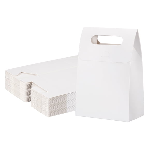 Uxcell Kraft Paper Bags (3.1 x 5.3 x 7.5 Inch, White) (35Pcs) Stand Up Gift Bags with Handles, Suit for - Party Favor/Wedding/Bridal Shower/Festivals/Gift Packing