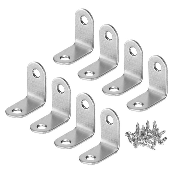Uxcell L Bracket Corner Brace, 1.19 x 1.19 x 0.63 Inch 90 Degree Right Angle Brackets with Screws for Furniture/Shelves/Tables [Silver]