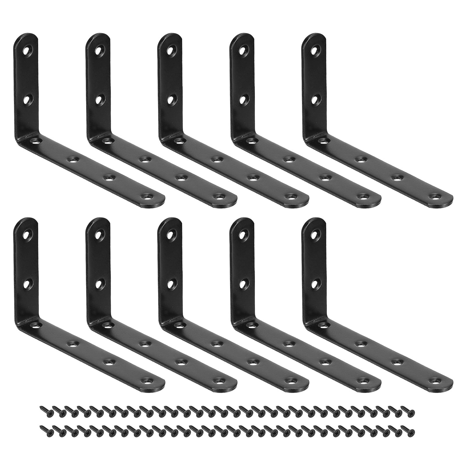 8 Pack Stainless Steel L Brackets 5x3 Inch - Heavy Duty Corner Braces For Shelves, Furniture, Framing
