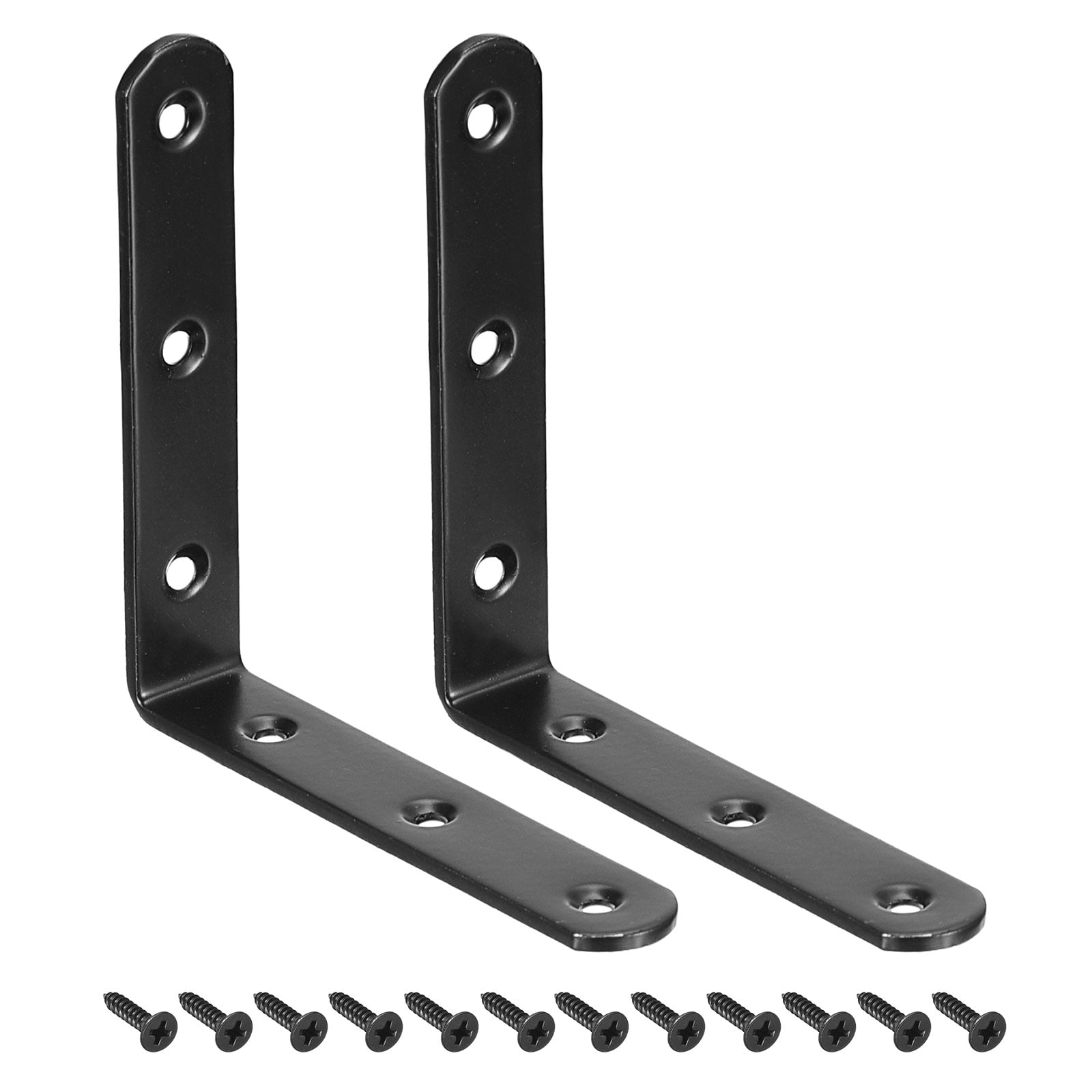 Uxcell L Bracket Corner Braces, 2Set 4 x 4 Inch Black Stainless Steel ...