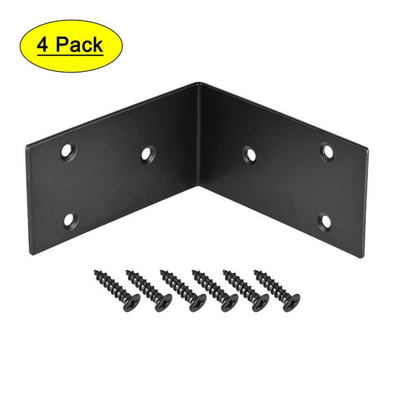 Uxcell L Shape 100x100x50mm Black Corner Brace Angle Bracket 4 Pack