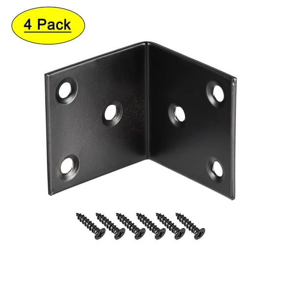 Uxcell L Shape 40x40x40mm Black Corner Brace Angle Bracket 4 Pack